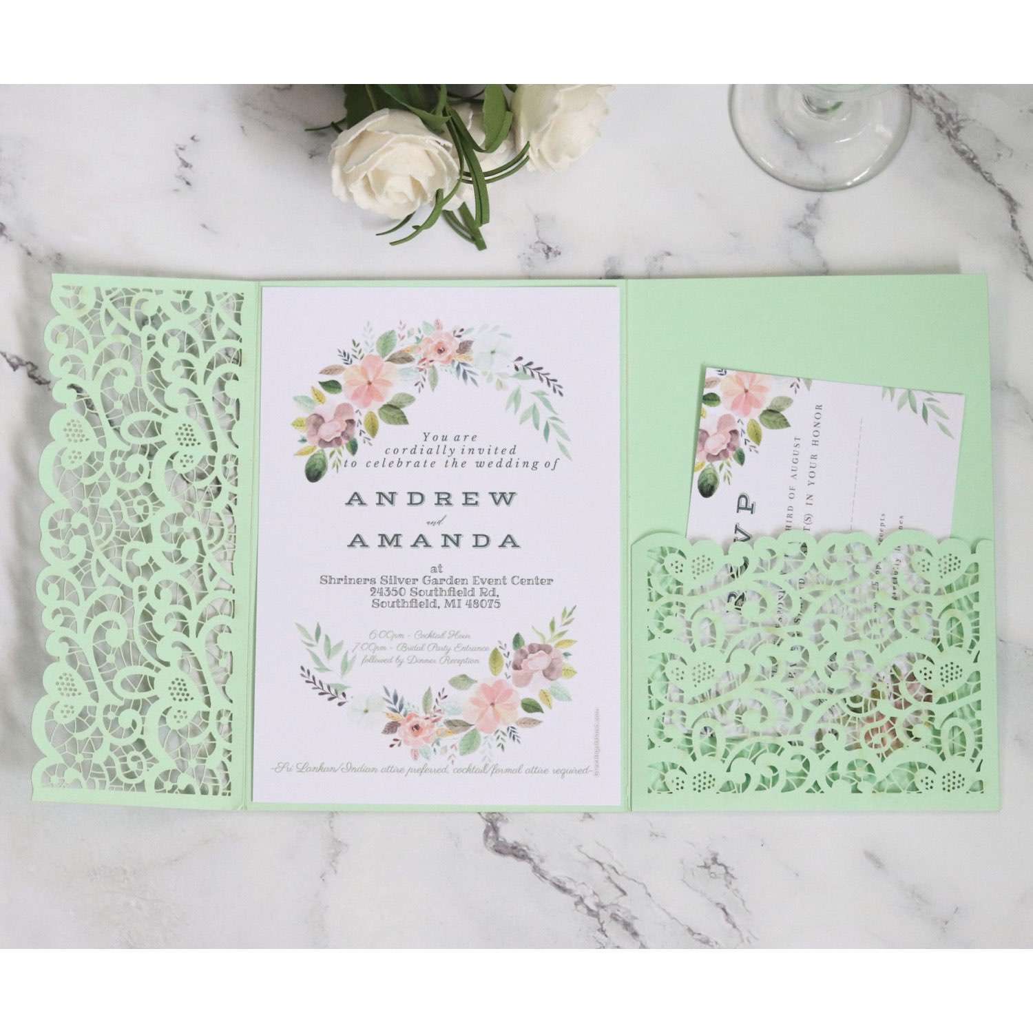 Thank You Card Holiday Greeting Card Laser Cut Iridescent Paper Invitation Card Personalized Custom